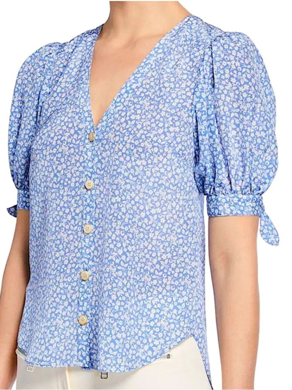Veronica Beard blue floral Silk top size 16